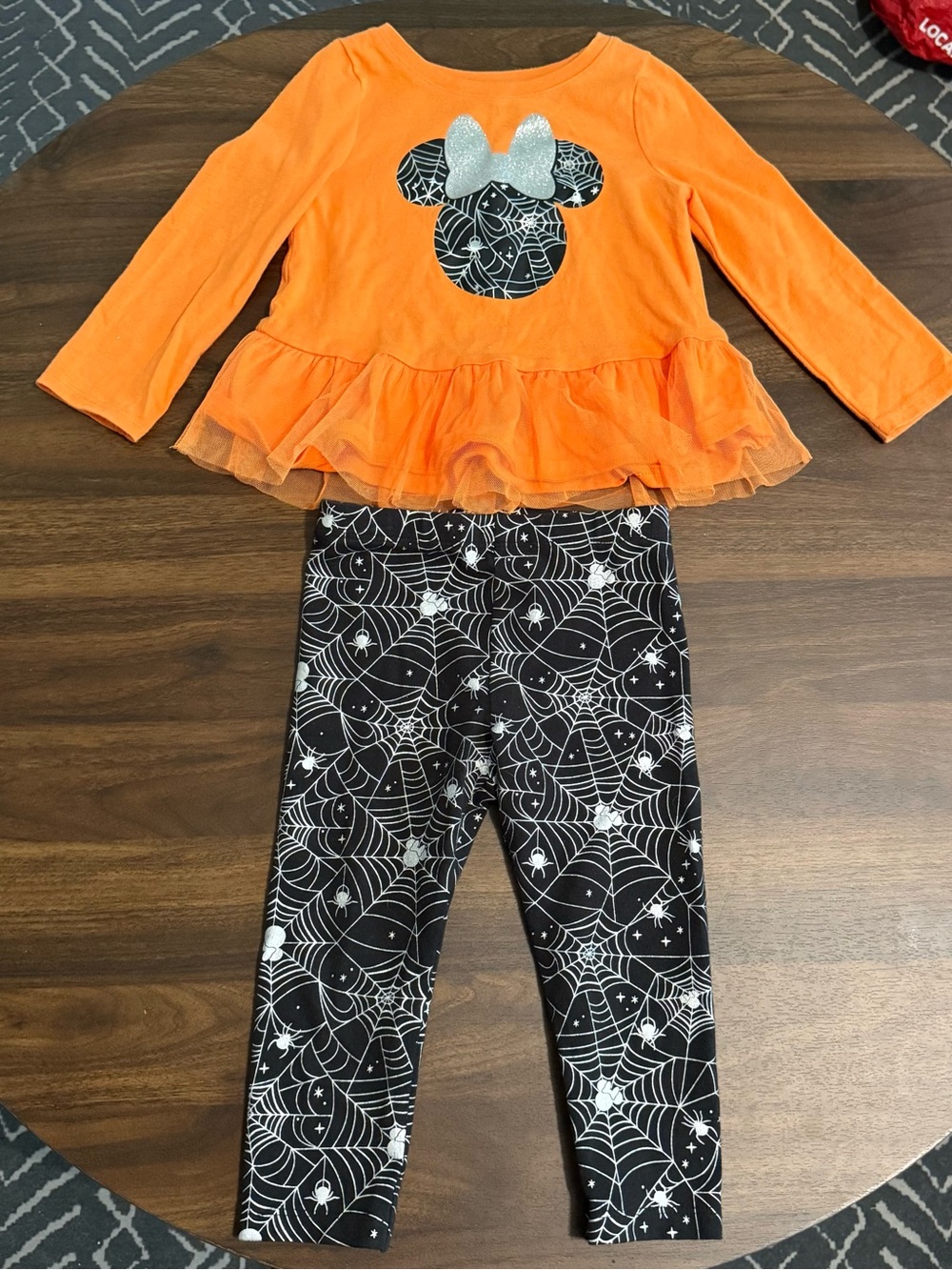 Baby girl Minnie Mouse Halloween shirt and leggings set